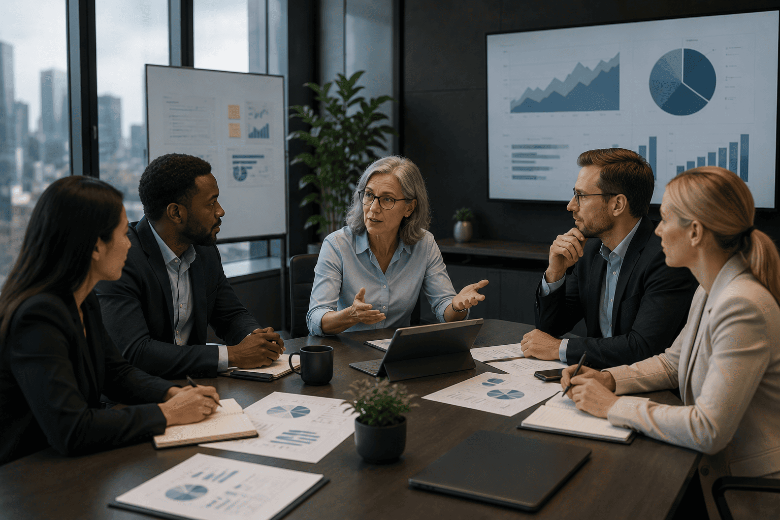 Diverse workforce discussing pensions